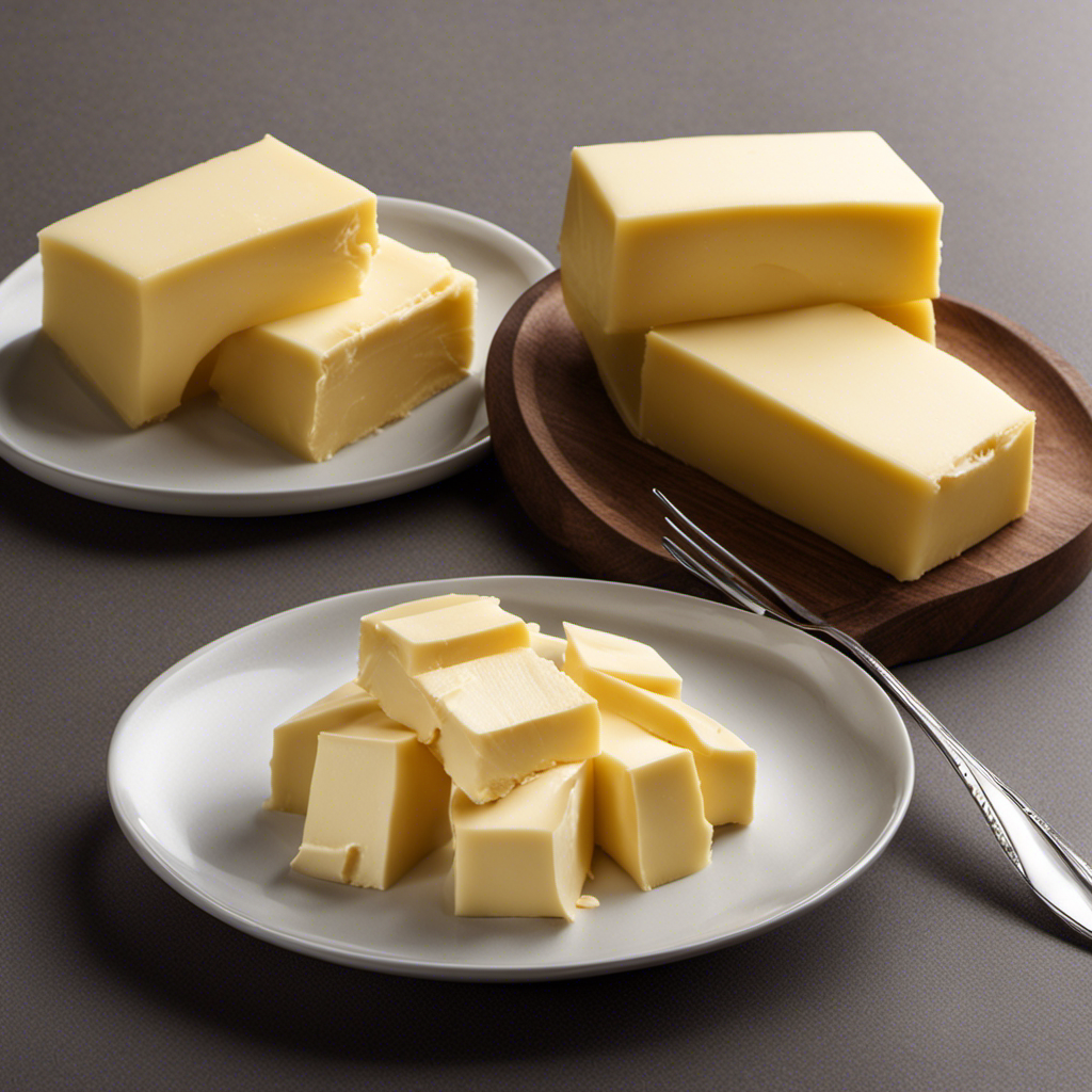 An image showcasing the conversion of 1 stick of butter into tablespoons