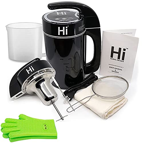 Herbal Infuser Hi Countertop Botanical Butter Maker, Tincture and Oil Infuser Machine, Infusion Machine with Measuring Cup, Glove, Strainer, Organic Herb Filter Bag & Recipe Book Included (Package)