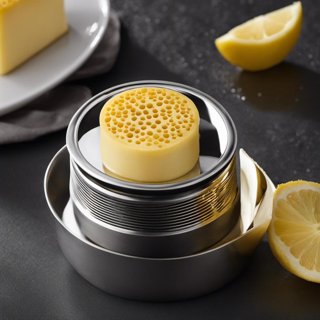 An image showcasing a sleek, stainless steel butter infuser in action