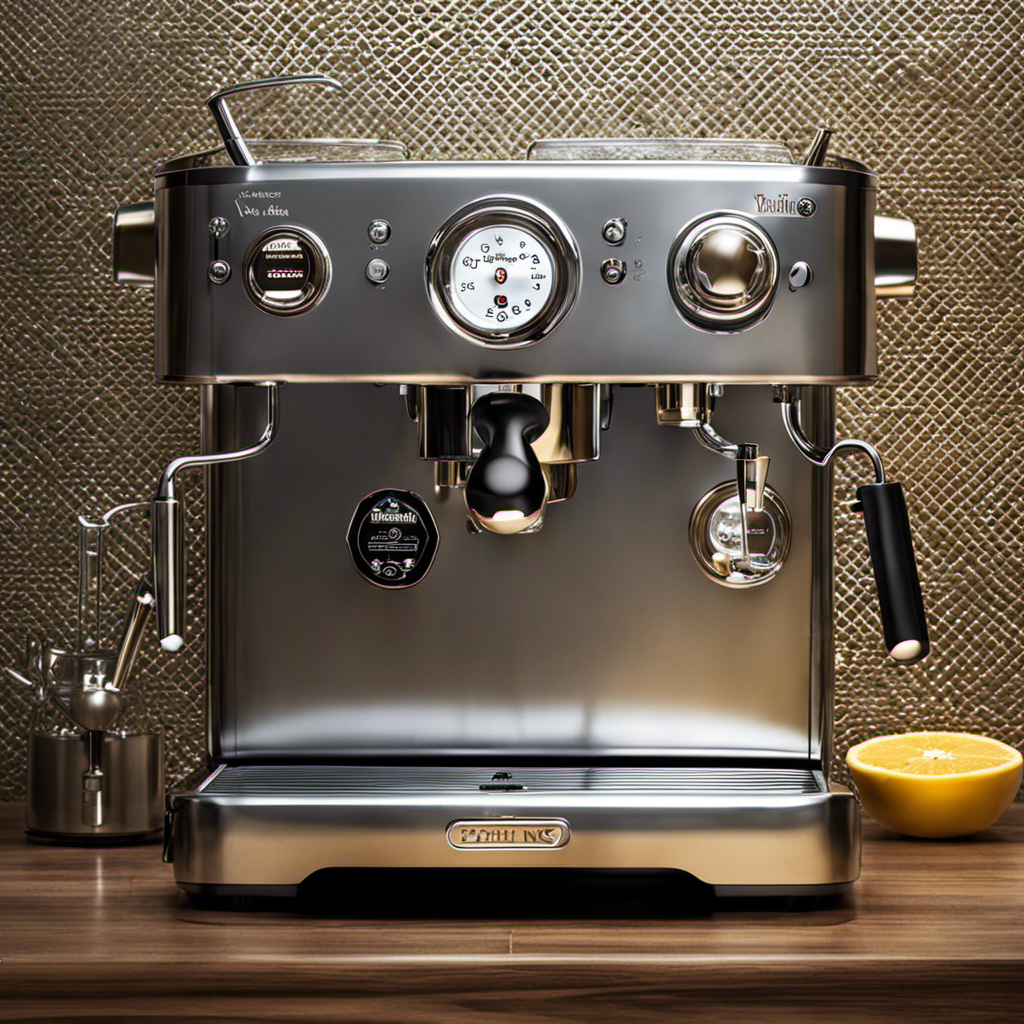 An image showcasing a gleaming, silver espresso machine alongside a vibrant, creamy butter infuser