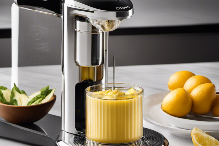 An image capturing the sleek, contemporary design of the Canna Butter Infuser Flyleaf, showcasing its stainless steel finish, intuitive control panel, and precision temperature settings, all elegantly illuminated in soft ambient lighting