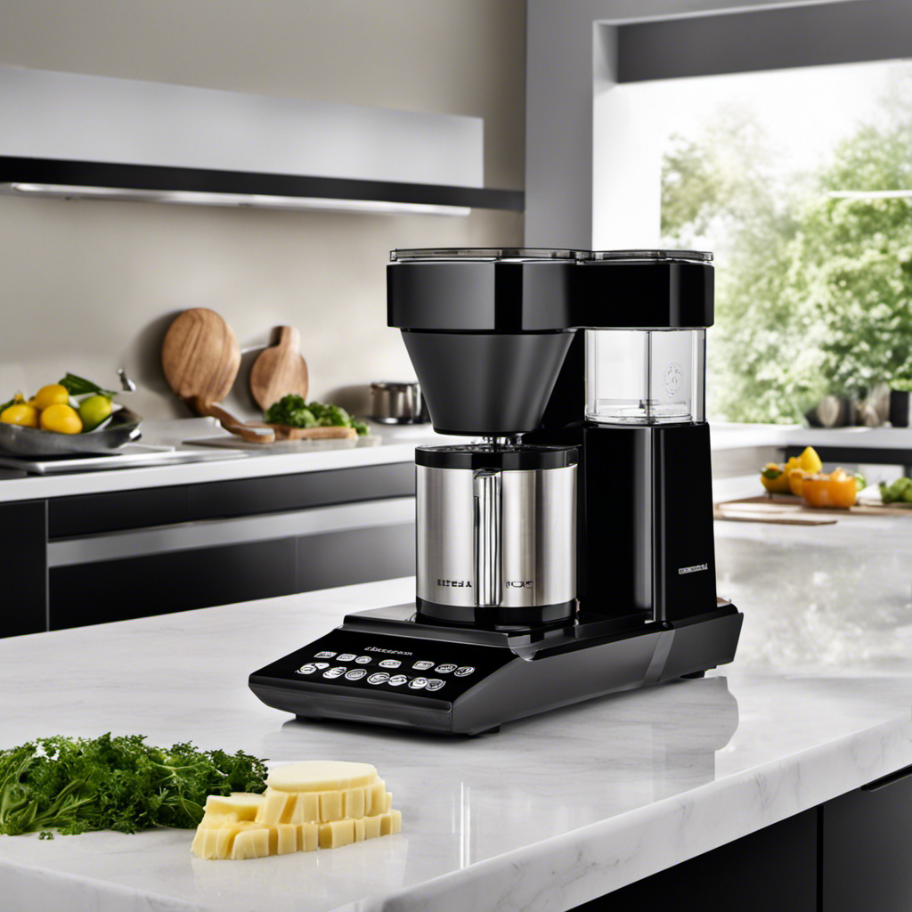 an image showcasing a sleek, modern kitchen countertop with two contrasting machines: Herbal Chef Infyser, exuding an aura of sophistication, and Magic Butter Infuser, radiating a vibrant, playful energy