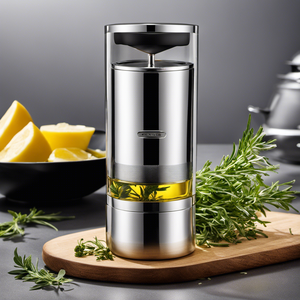 An image showcasing a sleek, stainless steel Herbal Oil and Butter Infuser