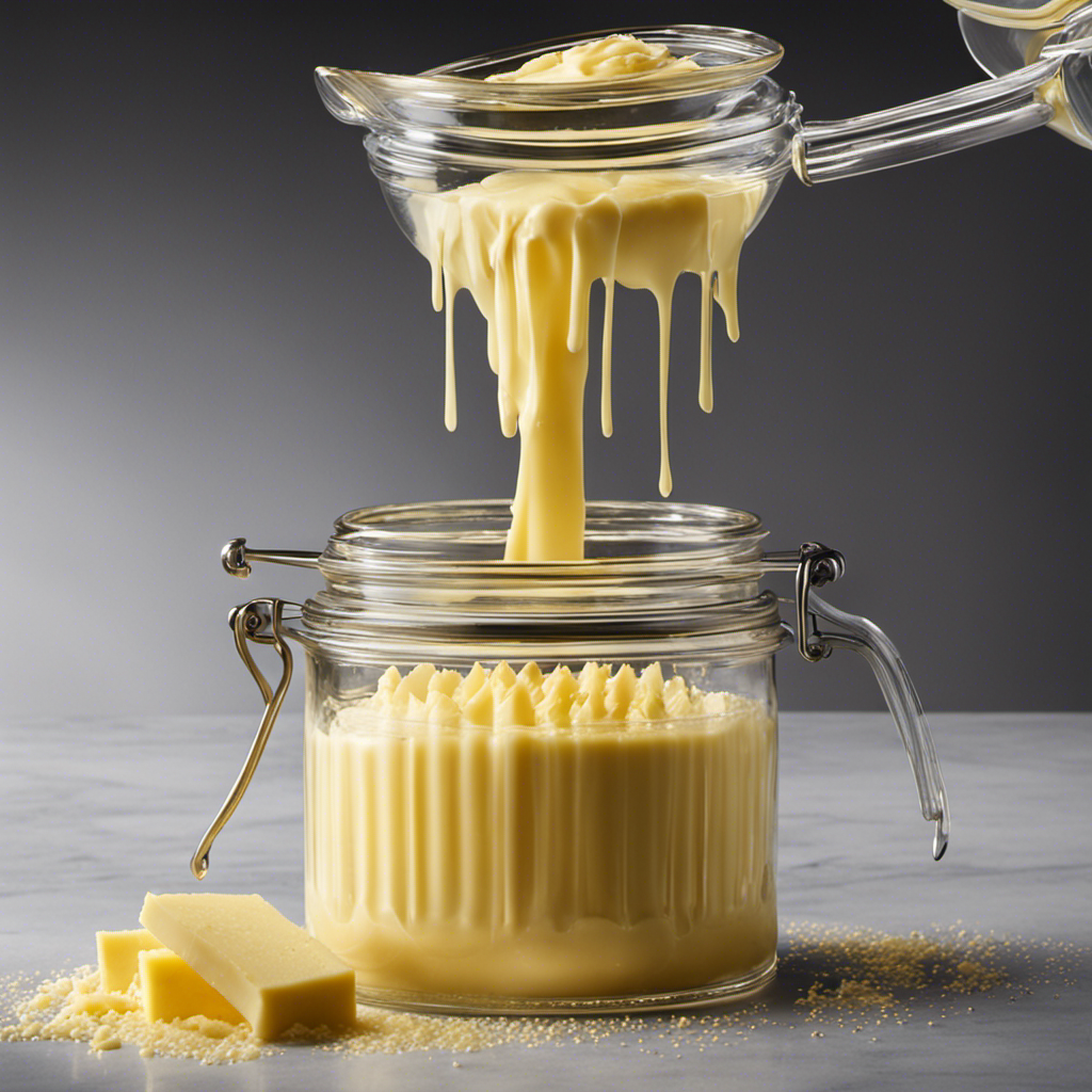 An image capturing the process of straining and storing fresh butter