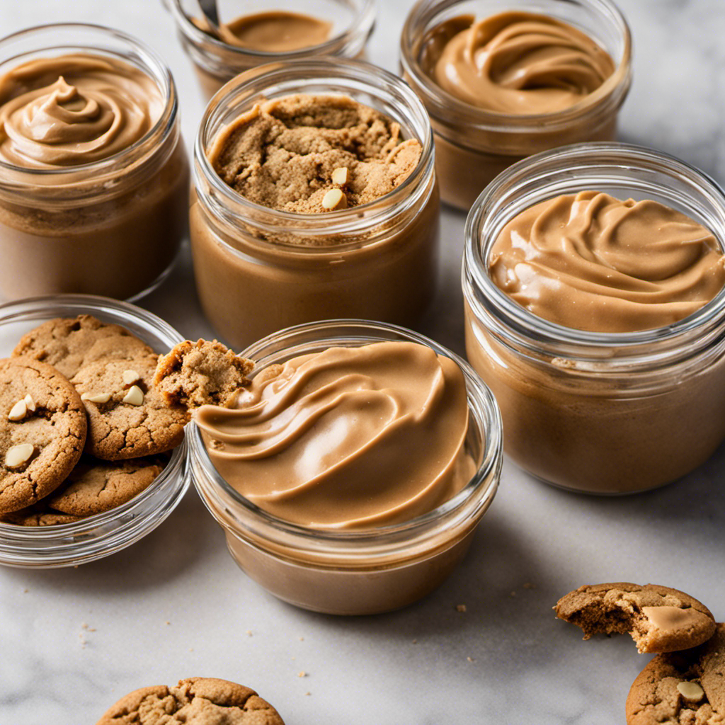 An image showcasing the step-by-step process of making cookie butter: a close-up of crushed cookies, followed by the addition of butter, blending them into a smooth mixture, and finally, spooning the irresistible spread into a jar