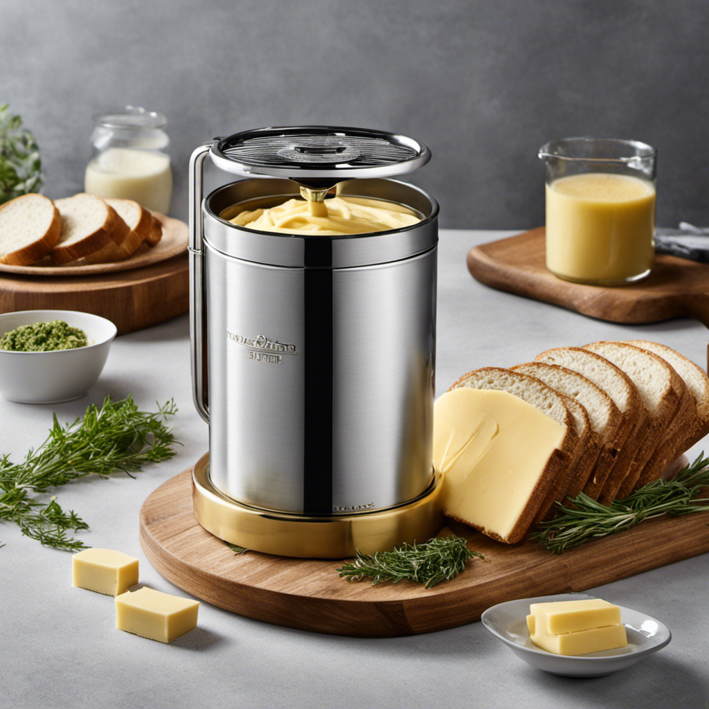 An image showcasing an Easy Butter Maker in action, with a seamless blend of golden, creamy butter being churned out effortlessly