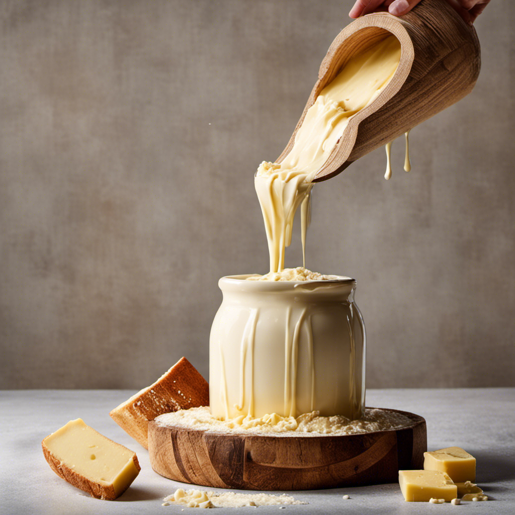 An image showcasing the mesmerizing process of transforming milk into creamy butter