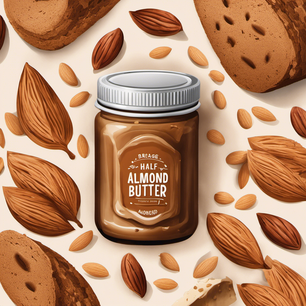 An image showcasing a half-opened jar of almond butter, with a rich, creamy texture spilling out