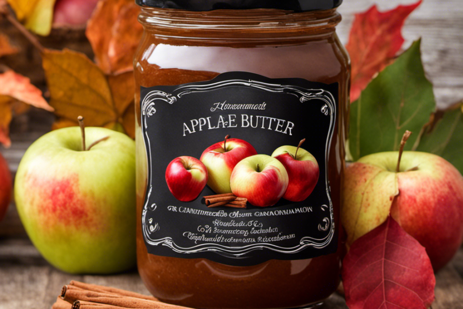 An image that showcases a glass jar filled with rich, velvety homemade apple butter, glistening under soft natural light