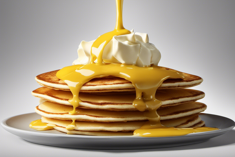 An image displaying a tablespoon of butter melting on a warm, golden pancake