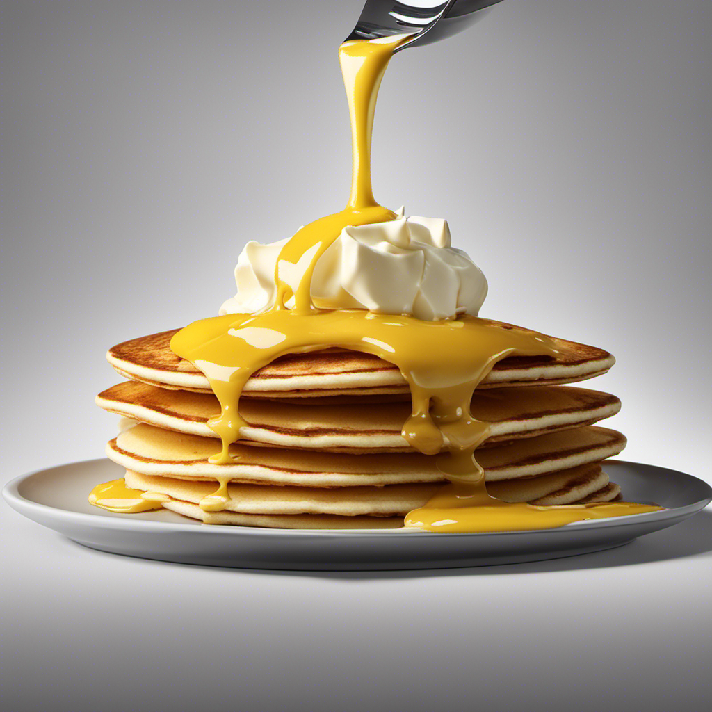 An image displaying a tablespoon of butter melting on a warm, golden pancake