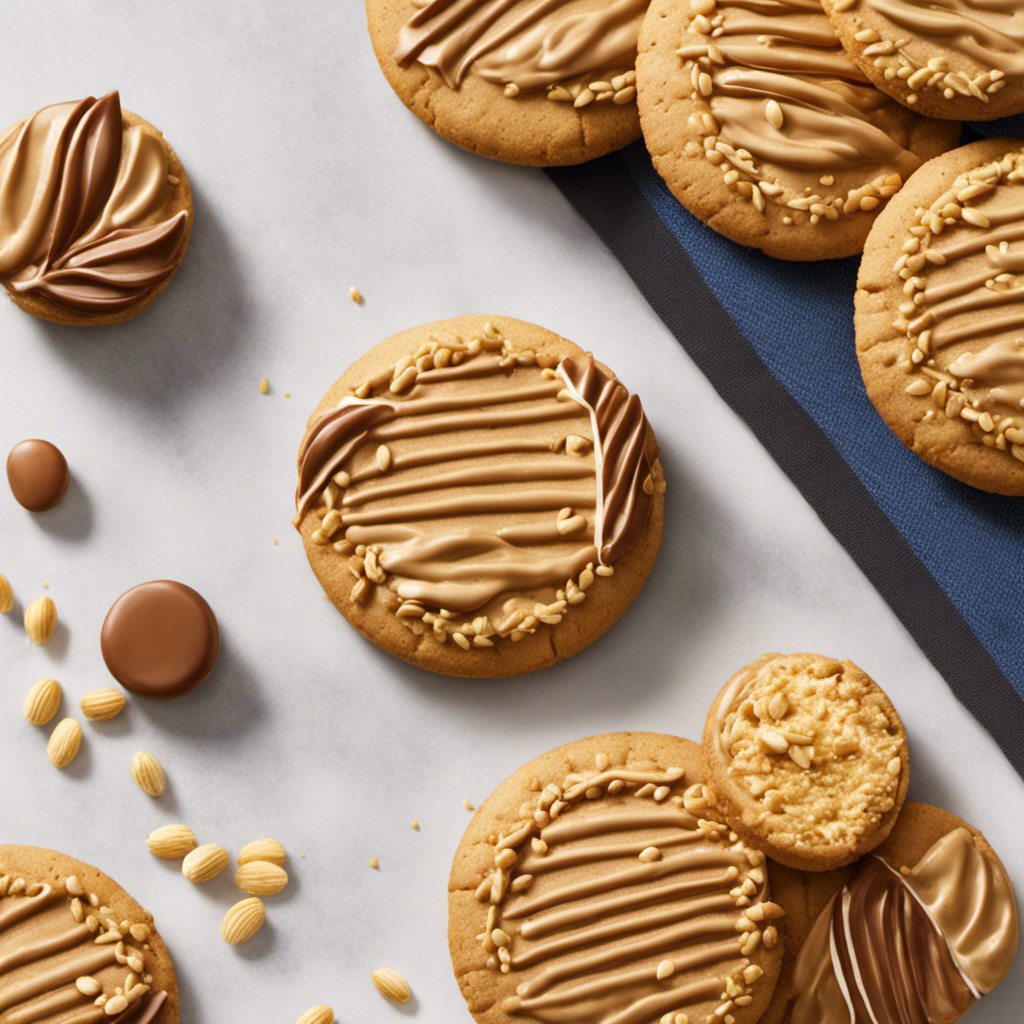 An image capturing the irresistible allure of a Nutter Butter cookie, showcasing its golden, peanut-shaped exterior adorned with creamy peanut butter filling, inviting readers to discover the calorie count