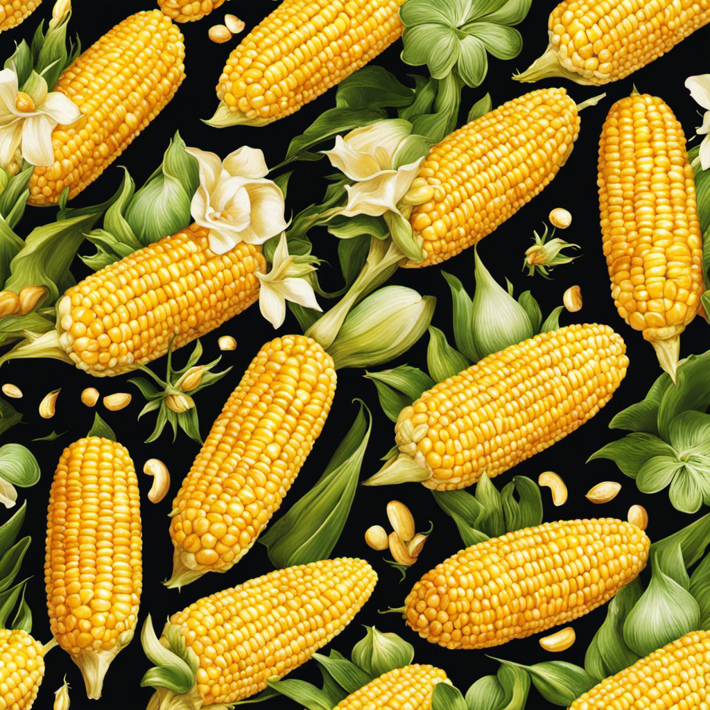 An image showcasing a golden ear of corn, perfectly grilled and slathered in a generous layer of melted butter