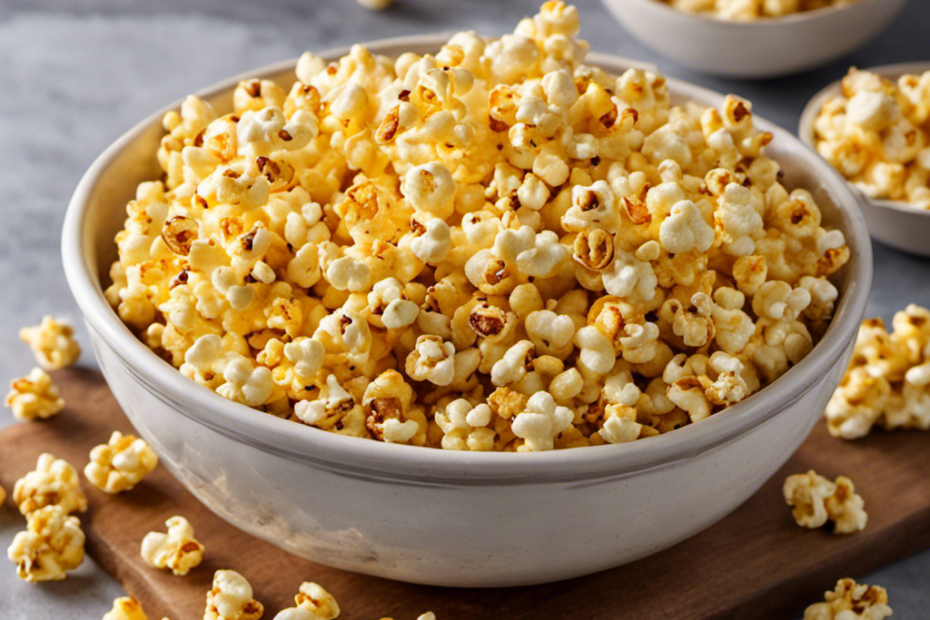 An image of a bowl filled with freshly popped, golden butter popcorn