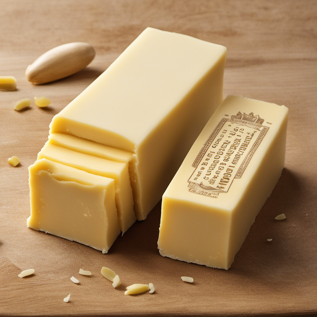An image illustrating the conversion of a stick of butter into ounces