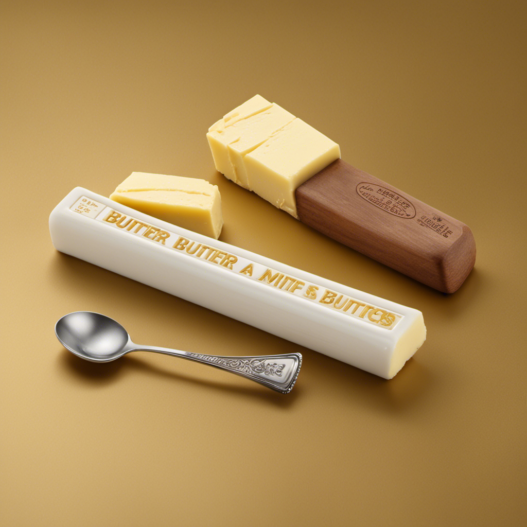 An image that showcases the standard measurement of a butter stick, illustrating its weight in ounces
