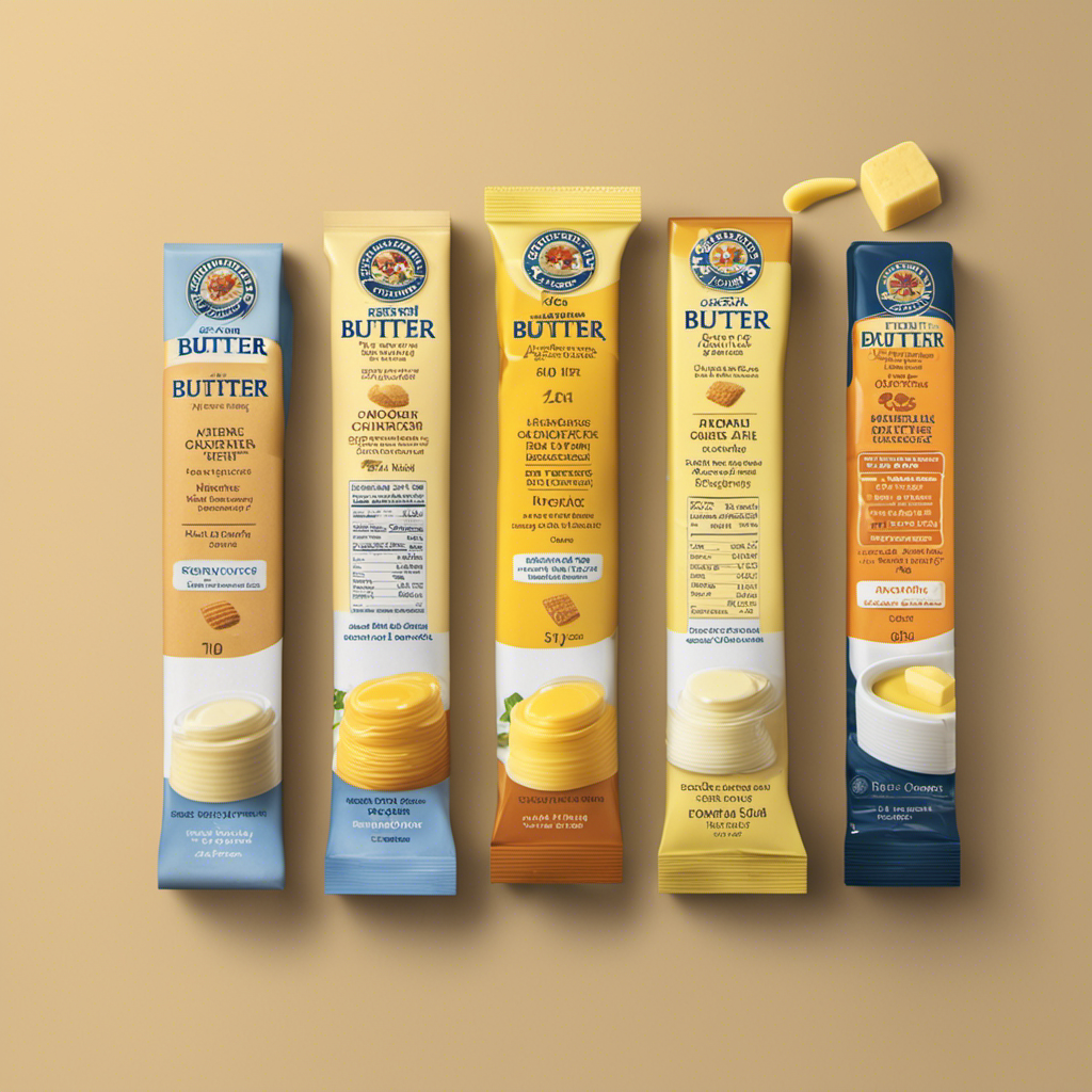 An image showcasing a stick of butter next to a collection of various butter substitutes, visually representing their respective ounce-to-stick conversions