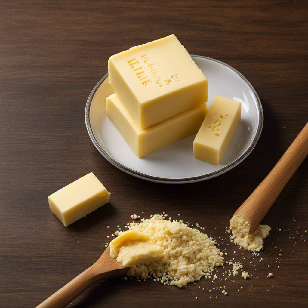 An image that showcases the Butter Stick Conversion Chart, depicting an elegant, minimalist design with labeled measurements, highlighting the various ounce equivalents of a butter stick