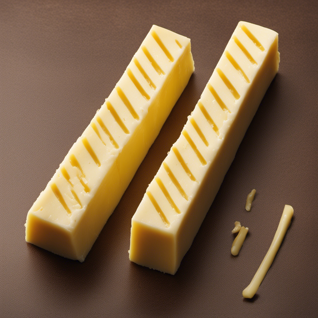 An image showcasing the conversion of 2/3 cup of butter into sticks
