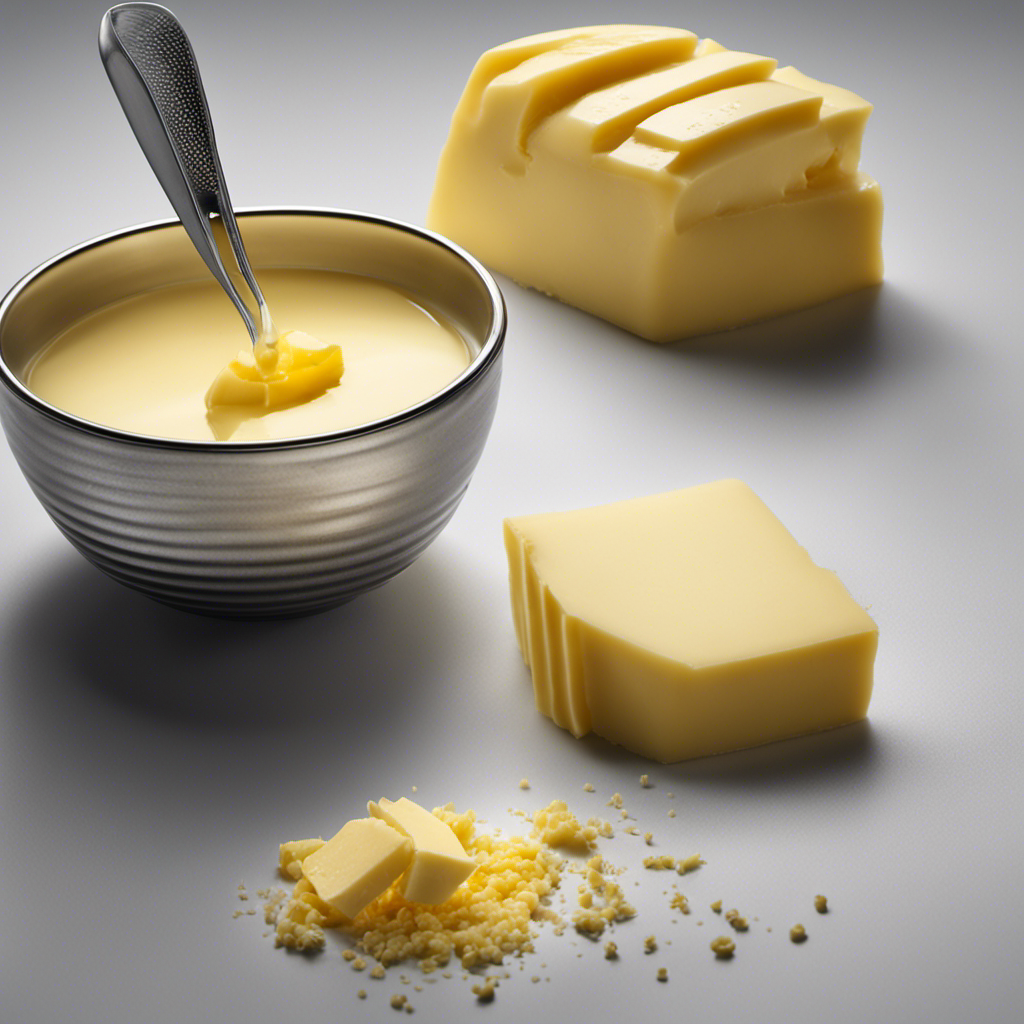 An image that visually represents the conversion of 1/3 cup of butter to tablespoons