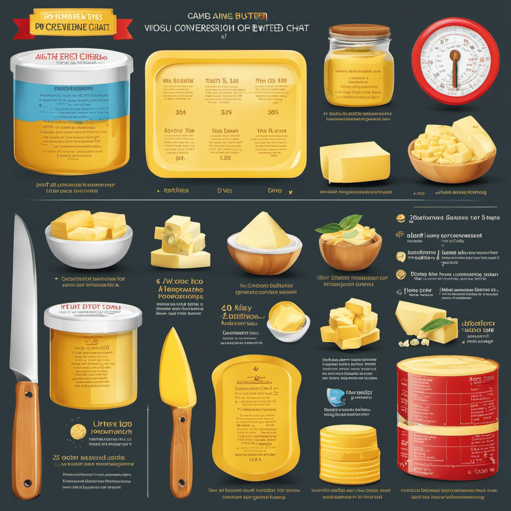 An image that showcases a visual conversion chart, depicting precise measurements of butter