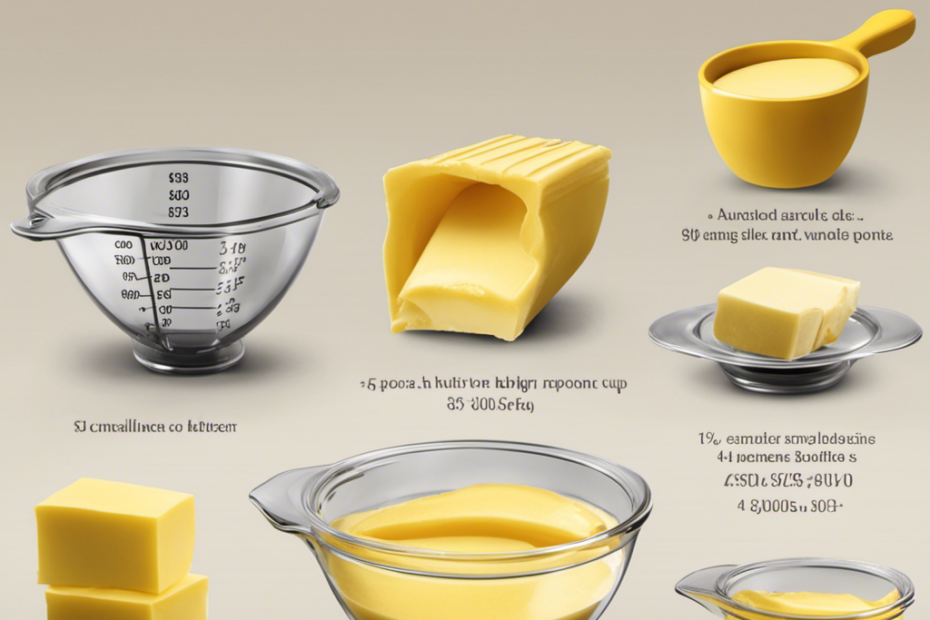 An image illustrating the conversion of 4 ounces of butter into tablespoons