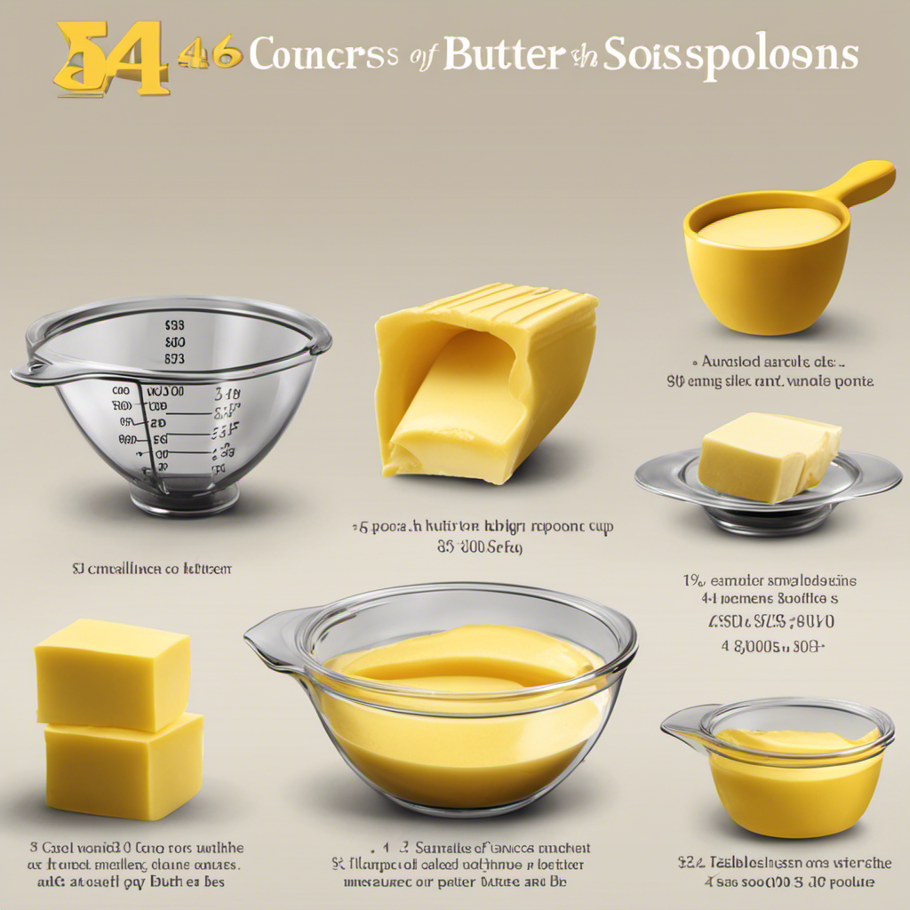 An image illustrating the conversion of 4 ounces of butter into tablespoons