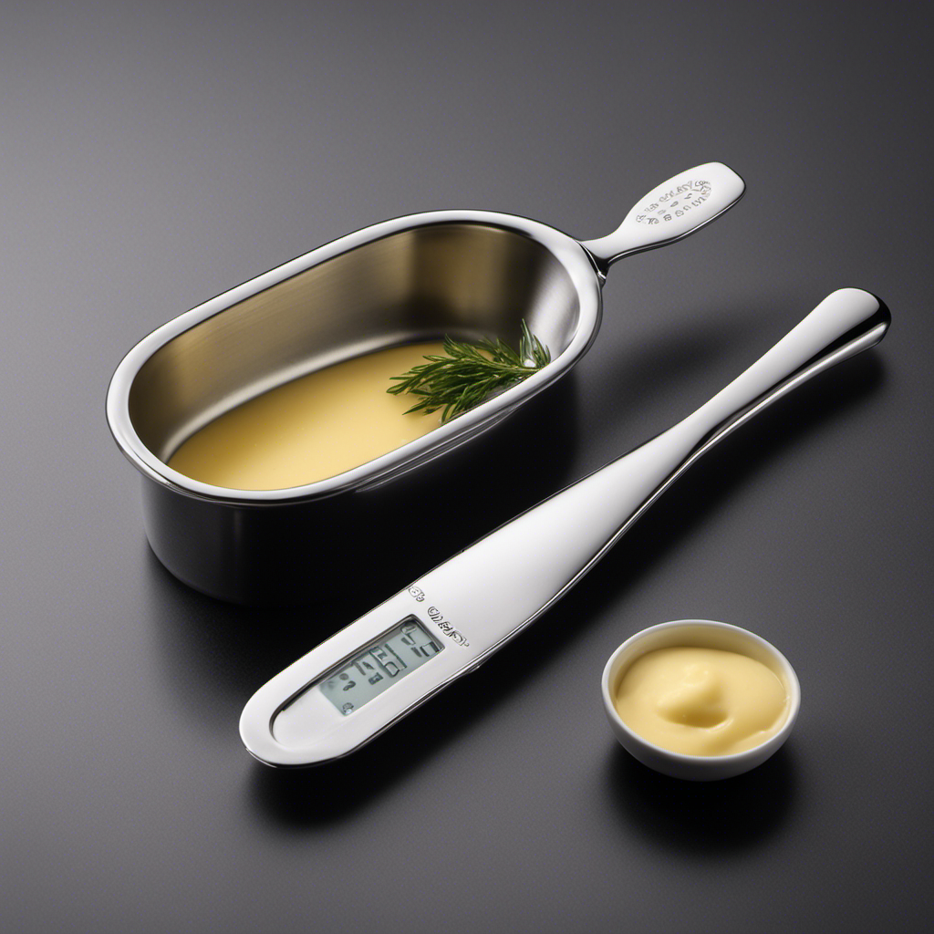 An image showcasing a perfectly leveled tablespoon filled to the brim with 50 grams of creamy butter, alongside a precision scale and a butter knife, conveying the conversion from grams to tablespoons
