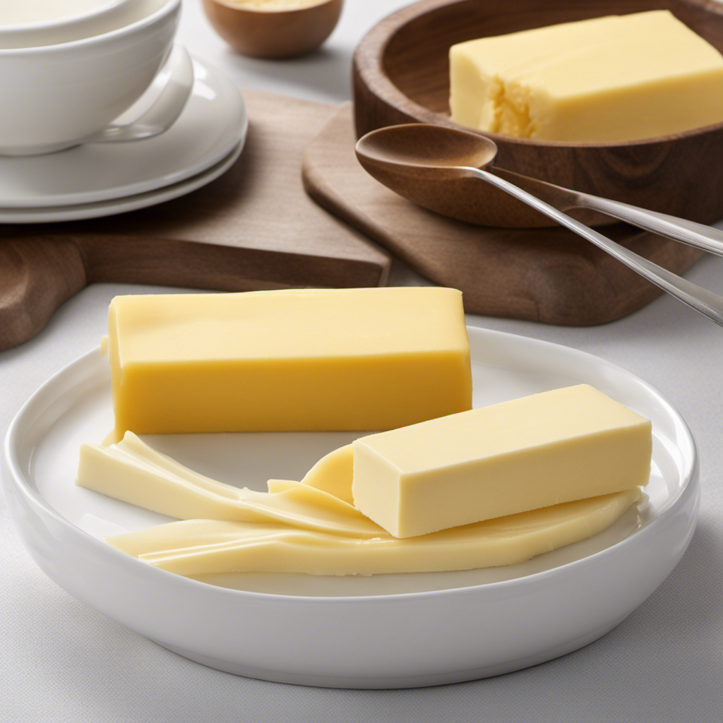 An image showcasing a stick of butter sliced into tablespoons, with a clear measurement of 6 oz indicated