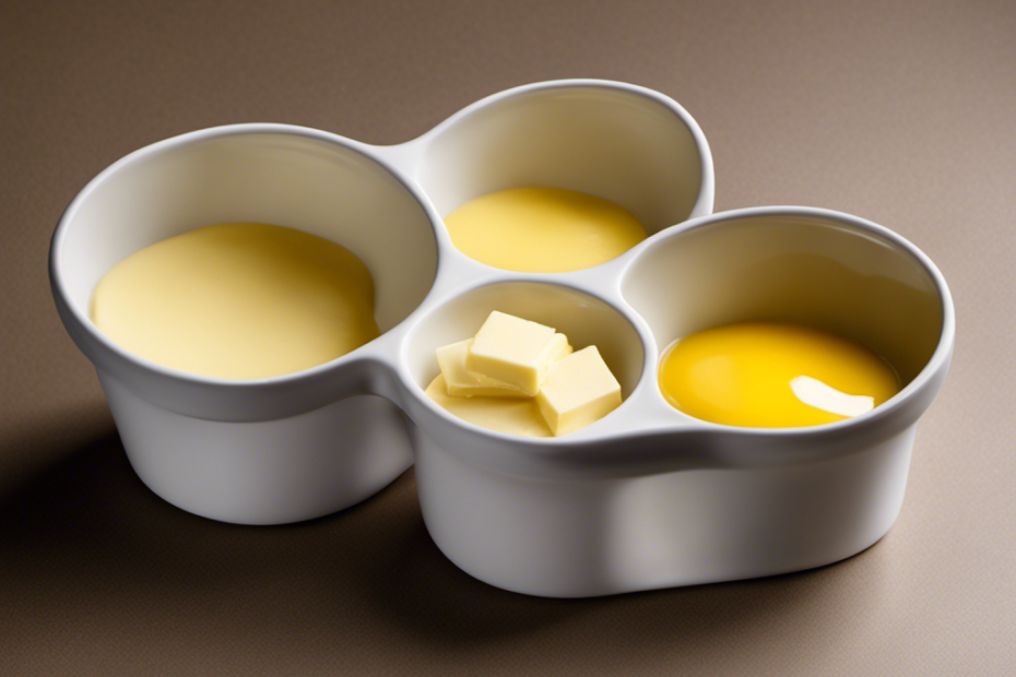 An image showcasing the precise conversion of 1/3 cup of butter into tablespoons