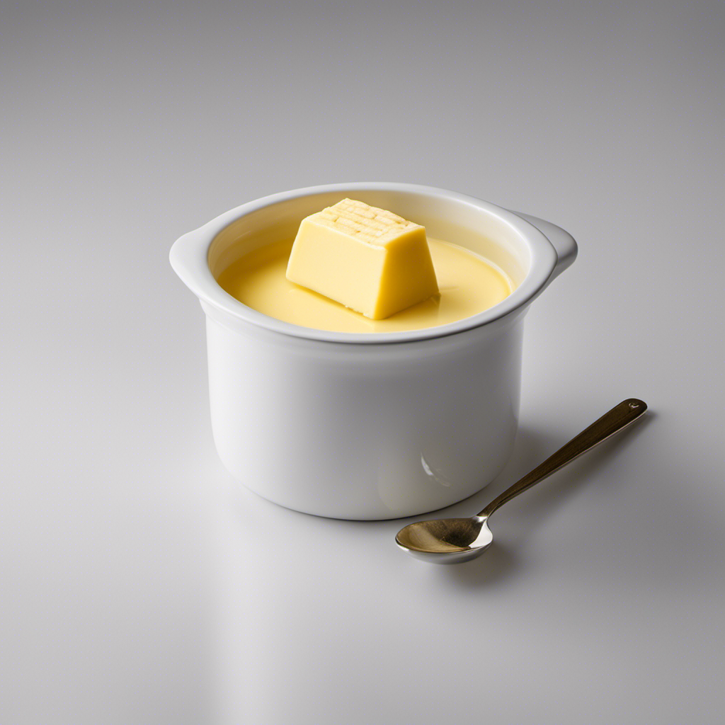 An image showcasing a precise measurement of 2/3 cup of butter