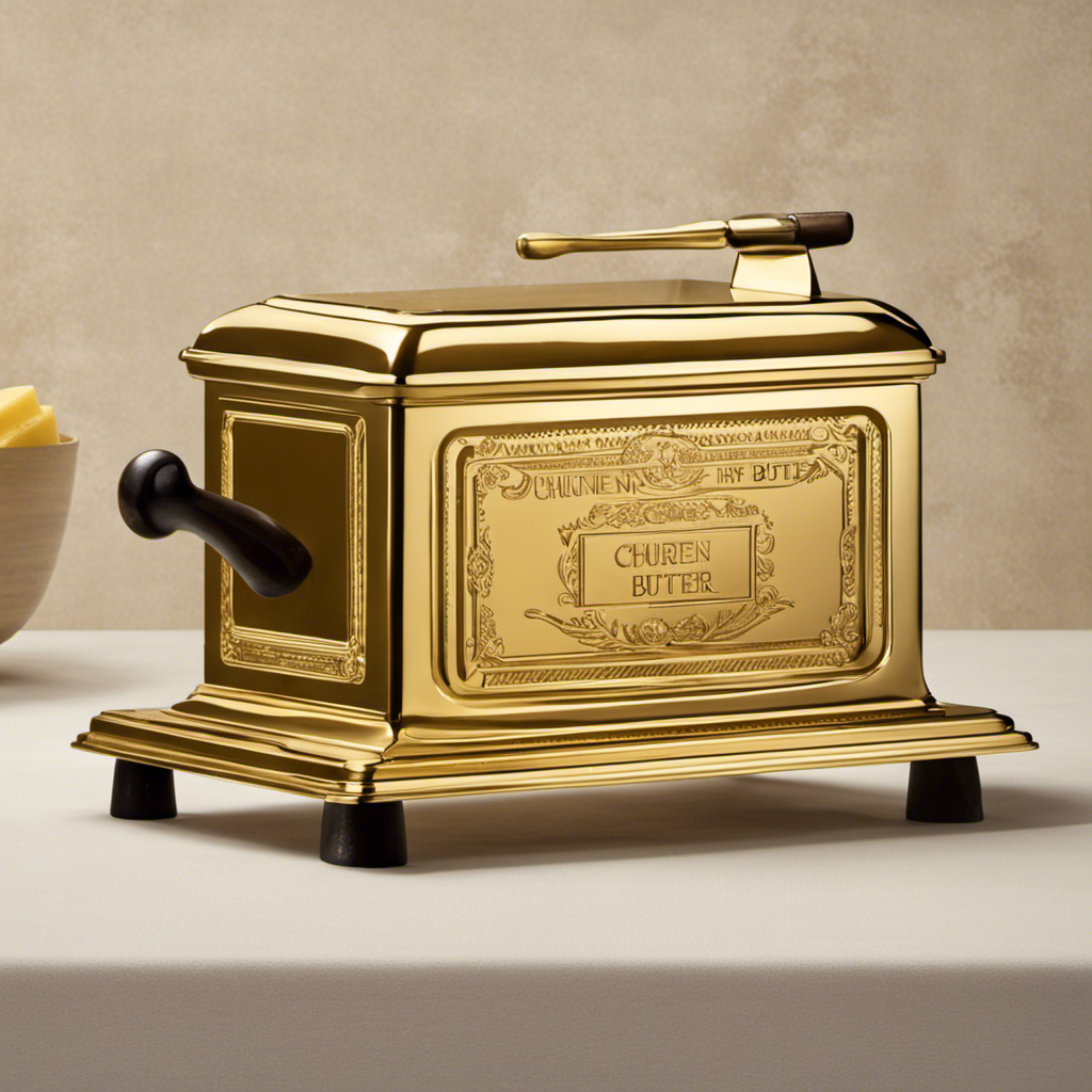An image showcasing a golden block of butter, highlighting the process of churning