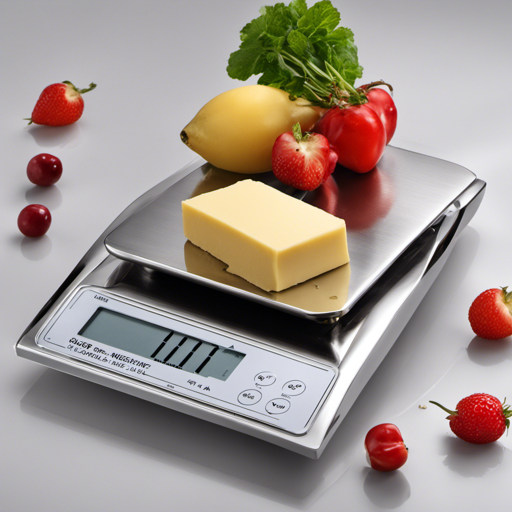 An image showcasing a sleek silver weighing scale with a precise measurement of exactly 150 grams