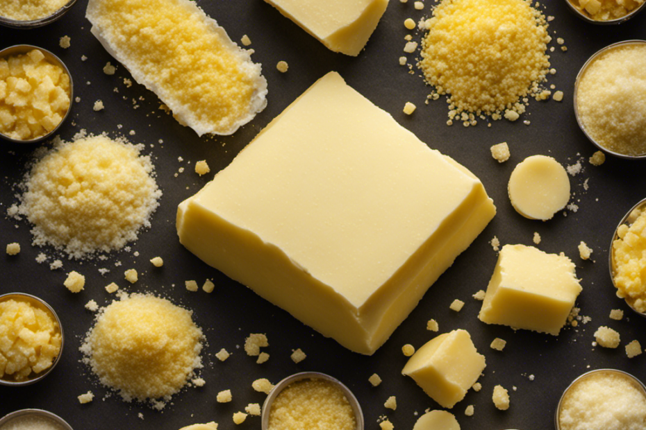 An image showcasing a pound of butter, visually representing the amount of salt it contains