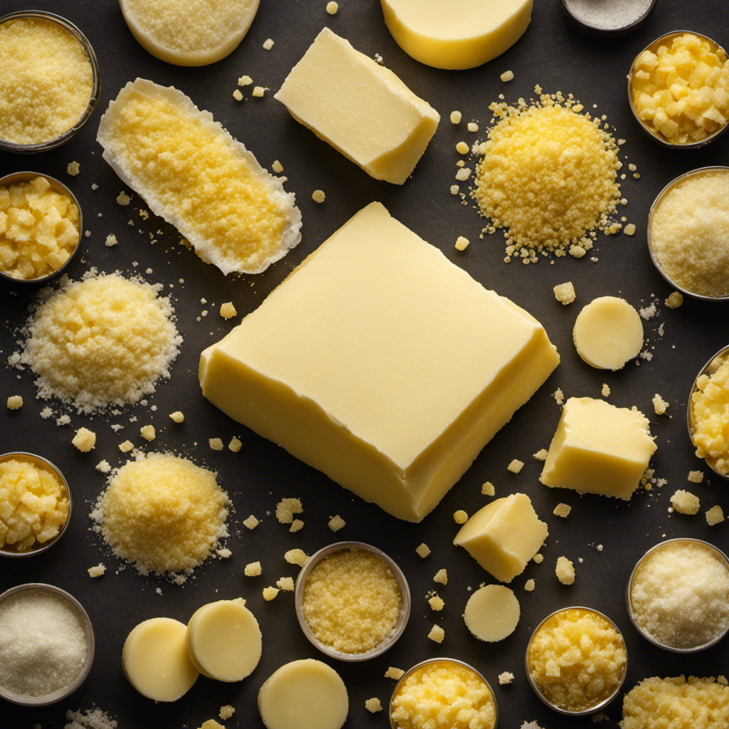 An image showcasing a pound of butter, visually representing the amount of salt it contains
