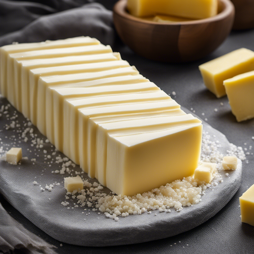 An image showcasing a stick of butter divided into tiny sections, with each section representing the precise amount of salt contained within