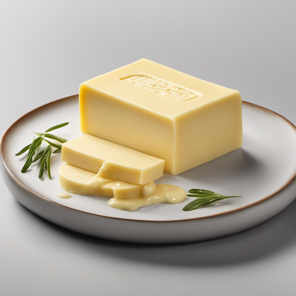 An image showcasing a stick of butter divided into daily recommended sodium intake portions, with clear visual representations of the recommended amount and the actual salt content