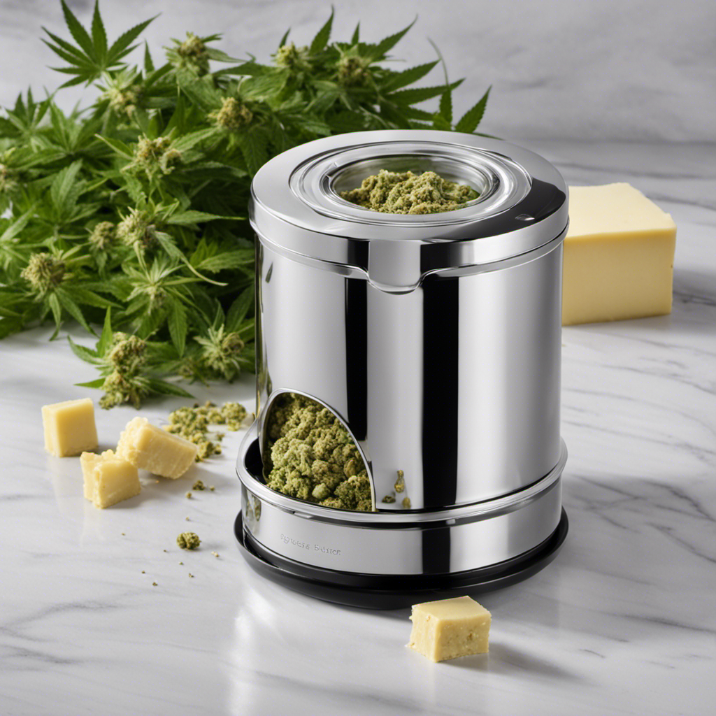 An image showcasing an Easy Butter Maker filled with finely ground cannabis buds, perfectly measuring the ideal amount of weed