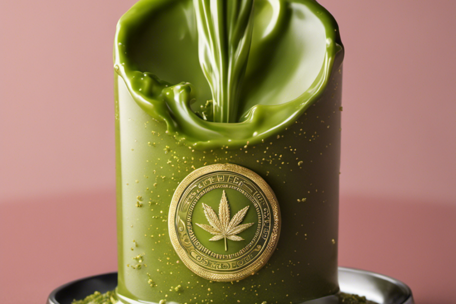 An image depicting a stick of butter melting over a low flame, with finely ground cannabis buds sprinkled on top