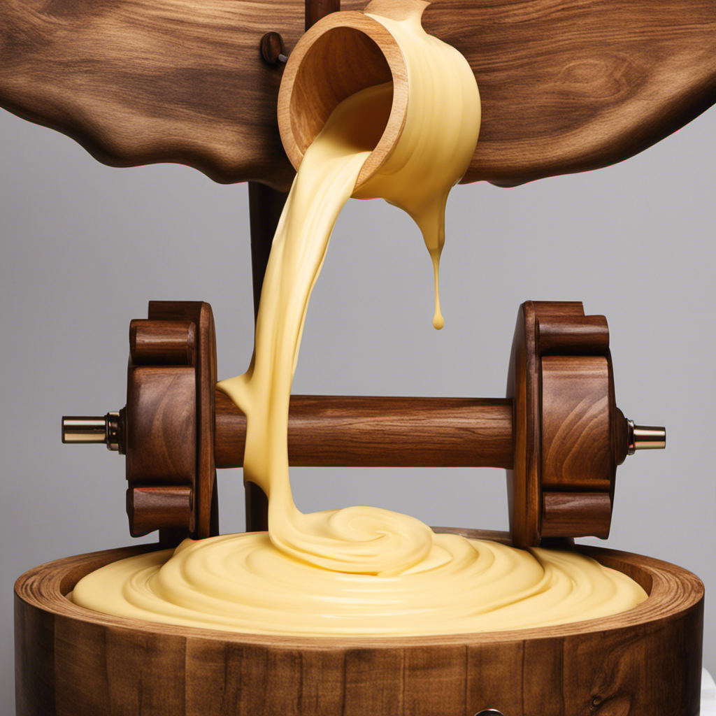 An image showcasing the traditional method of churning butter