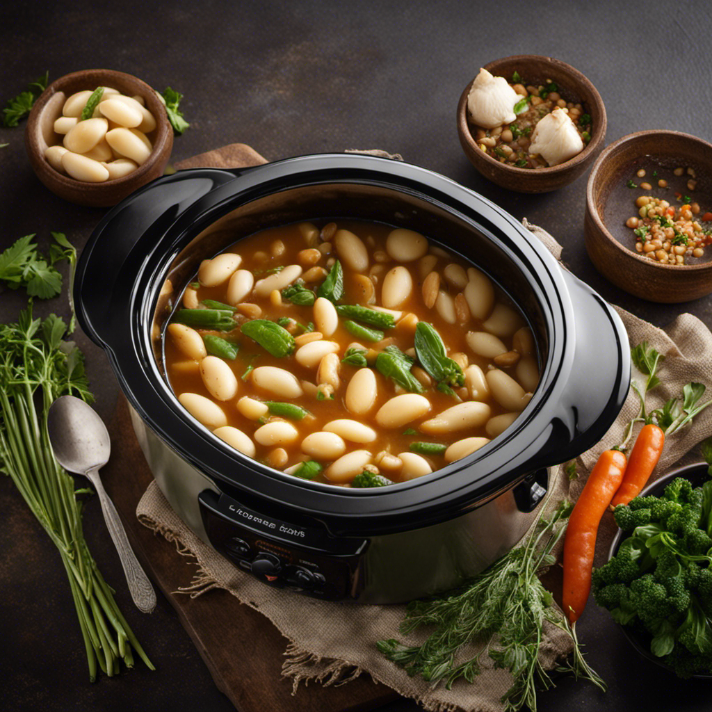 An image capturing the slow simmering process of butter beans in a crock pot