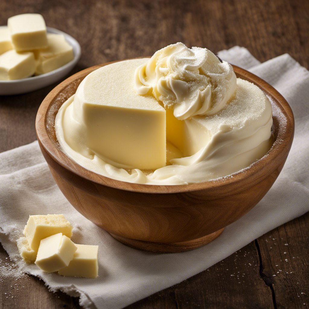 An image showcasing a close-up of creamy, smooth butter and sugar mixture