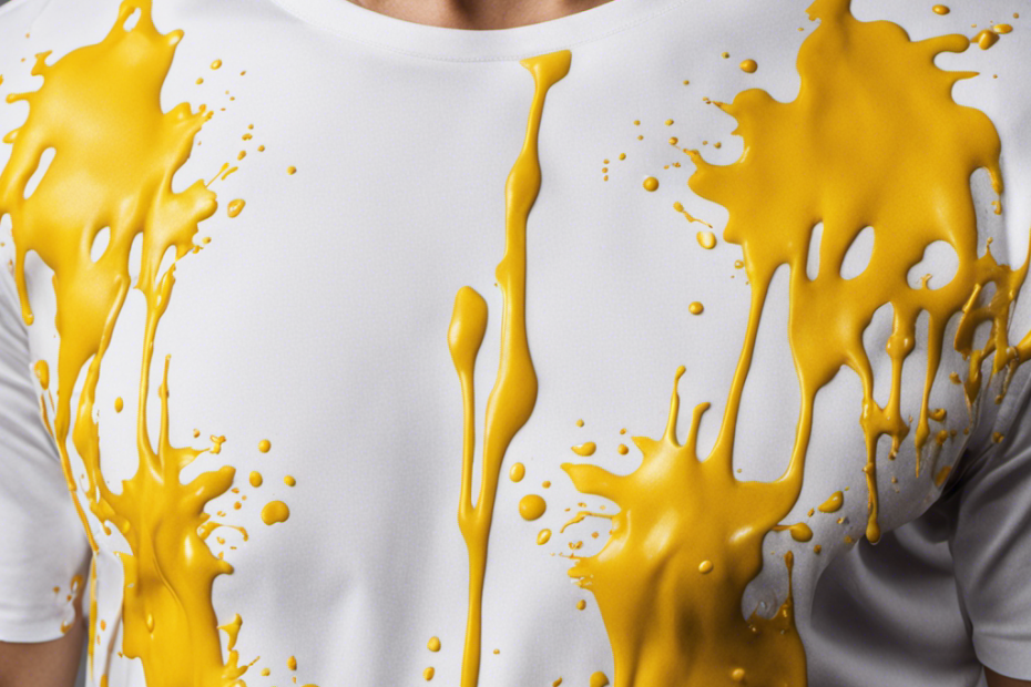 An image showcasing a vibrant yellow butter stain on a crisp white shirt