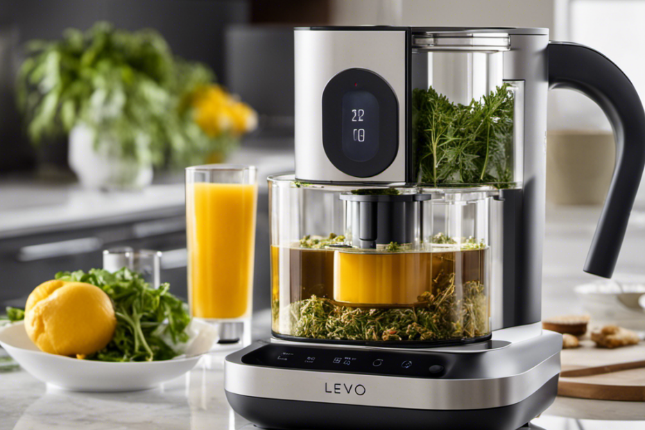 -up shot of the sleek and modern Levo Infuser positioned on a kitchen countertop