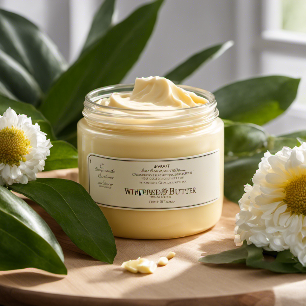 An image showcasing a jar of smooth, creamy whipped shea butter