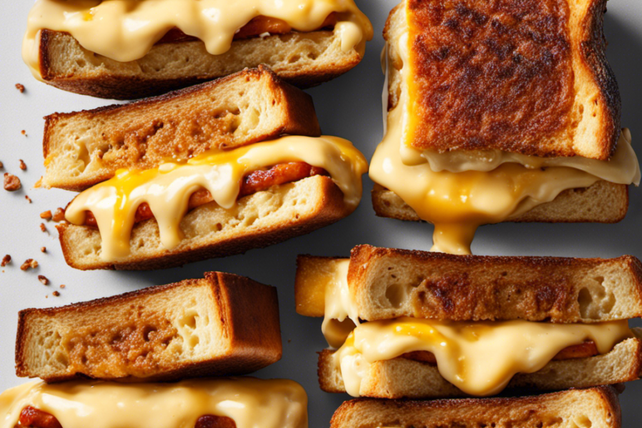 An image that showcases a golden, crispy grilled cheese sandwich oozing with melted cheese, perfectly charred bread, and a hint of smokiness, all achieved without a single drop of butter