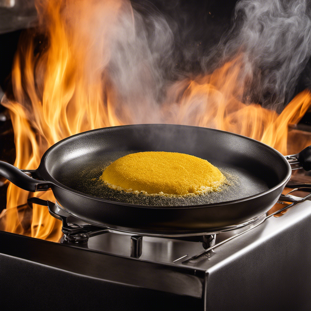 An image of a saucepan on medium heat, filled with a mixture of flour and oil sizzling together