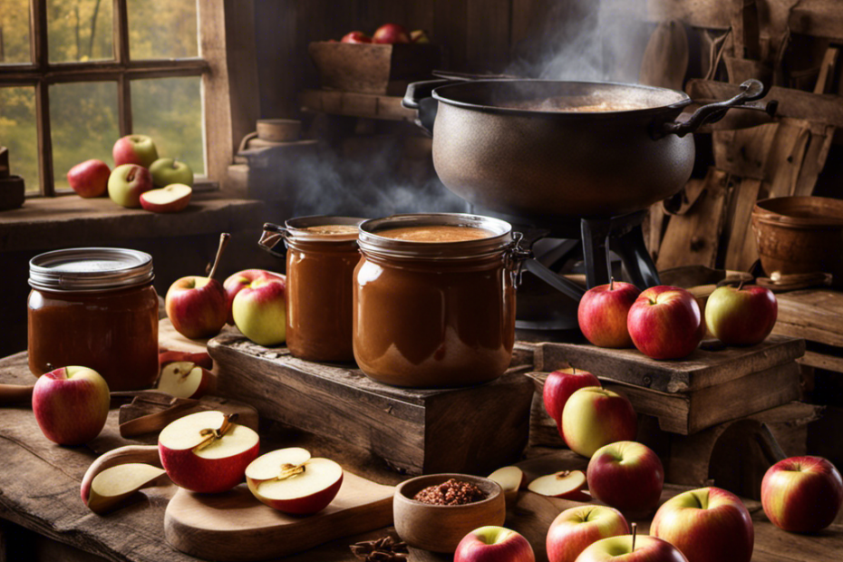 A visually captivating image that showcases the traditional process of making apple butter