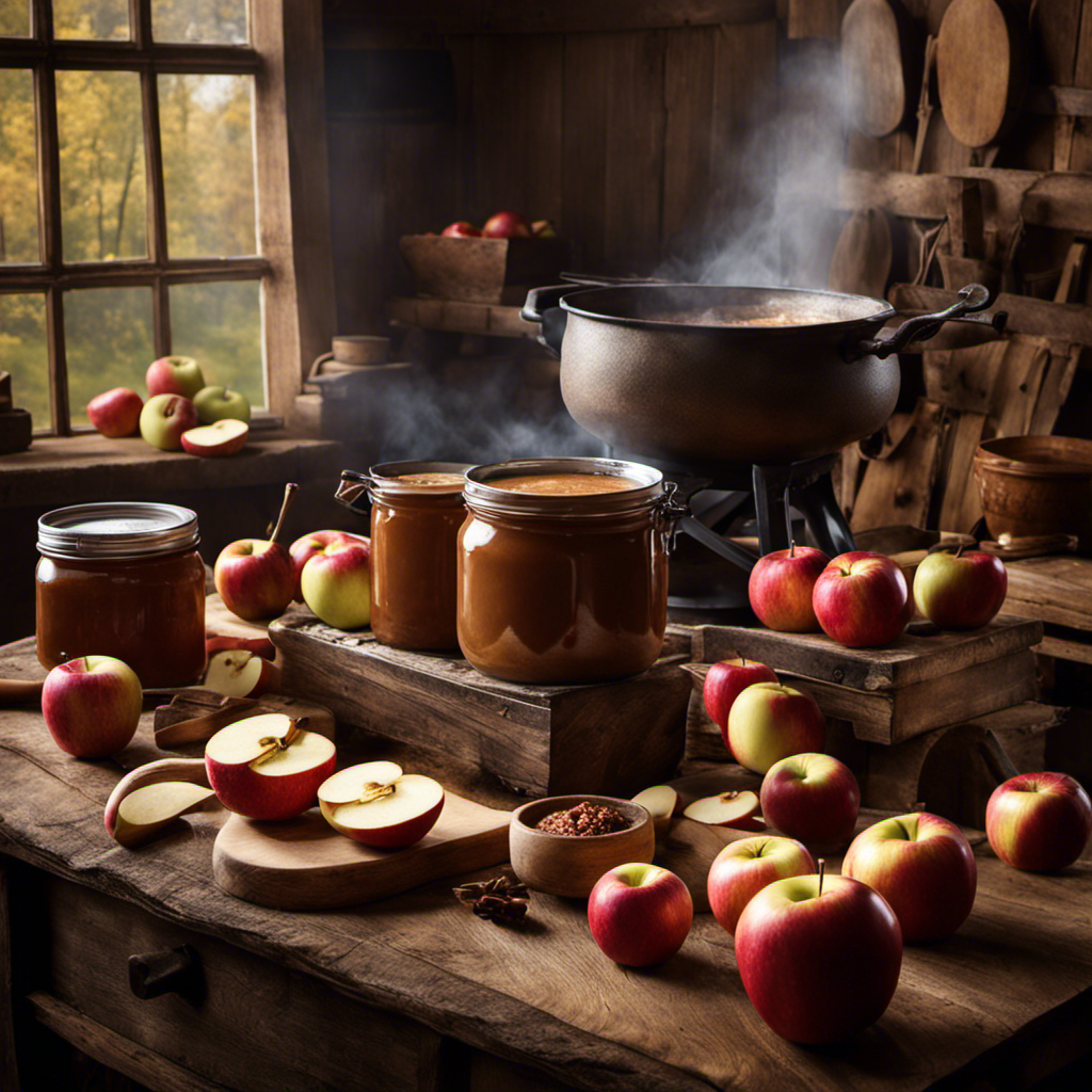 A visually captivating image that showcases the traditional process of making apple butter