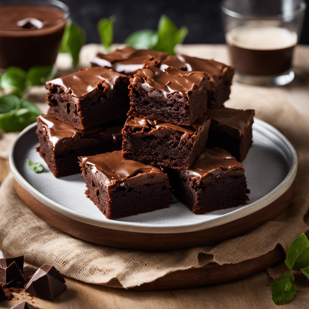An image showcasing a close-up of fudgy, decadent brownies with a subtle hint of green peeking through the rich chocolate, enticing readers to learn the secret behind their magical ingredient